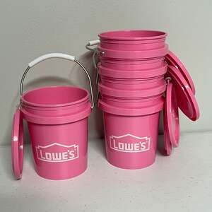 Lot of 5 Viral Lowe's Pink Mini Buckets 0.5-Quart with Lids